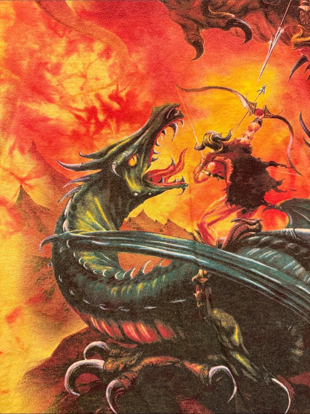 The Mountain Red & Yellow Tie-Dye Dragon Battle Graphic Tee - Picture 5 of 8